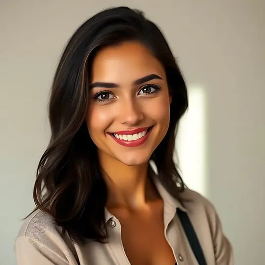 a woman with a joyful smile